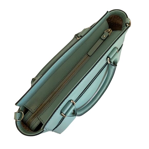 Kate Spade Medium Satchel Crossbody Bag Muted Teal Leather Preowned - Picture 5 of 11